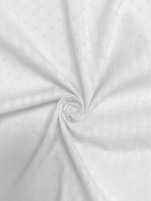Cotton Dobby Clover Flower Print White